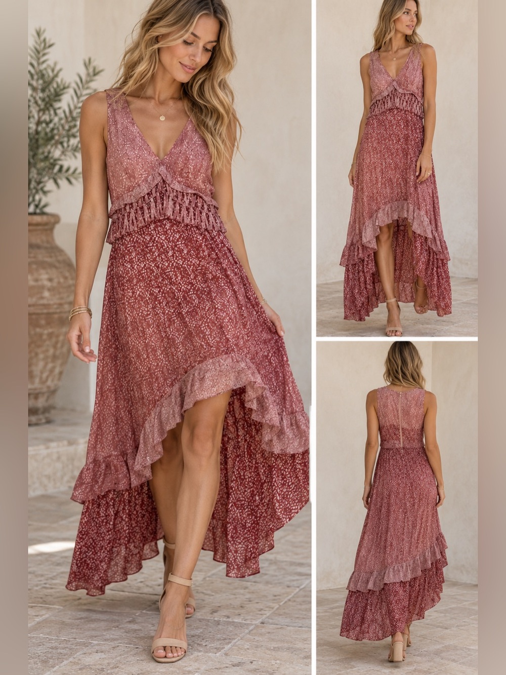 Sachin & Babi for Ankasa Anthropologie Mauve Silk Cotton High-Low Dress 4